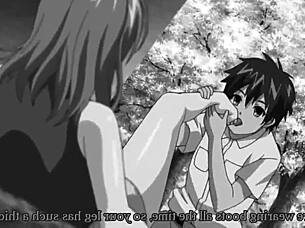 anime footjob scene with cool hentai vibes in detailed action