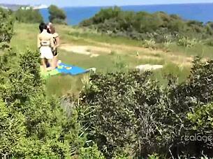 Sasha Rose And Daniella Margot Hot Outdoor Lesbian Action