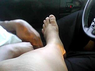 Sexy footjob leads to cum