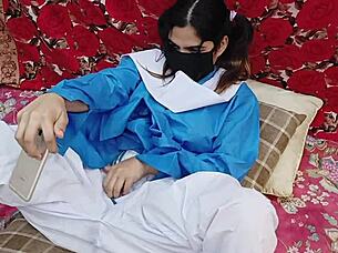 Sobia nasir performs college girl roleplay in uniform on live whatsapp