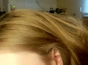 German teen 18+ gives deepthroat blowjob to friend.