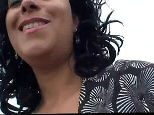 Danica Collins flashes big boobs outdoors in stockings