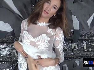 hey, check out this beautiful russian amateur with big tits doing a solo dildo session