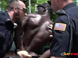horny gay cops take black suspect to the locker room for a banging