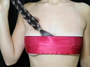 Teen Brunette with Puffy Tits in Nipple Play Fetish Action