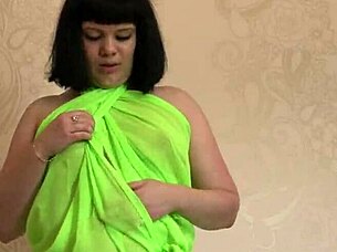 Amateur in Black Stockings Masturbates Pussy with Toys