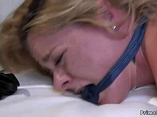 blonde gets tied up for rough anal