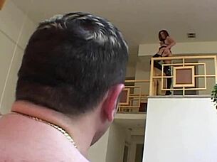 Redhead with small tits shows asshole, gets plowed in doggystyle anal