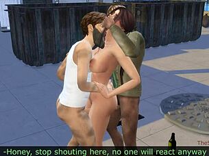 Slut gets double penetration from homeless guys in public