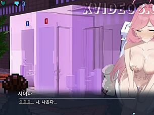 A college student wanders naked in a game gallery with hazuka shiina.