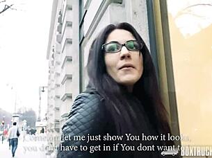 Hot Bella Beretta Wears Glasses For Outdoor Public Massage Sex