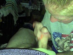 Blonde lass blowing cock and swallowing cum
