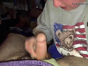 Blonde lass blowing cock and swallowing cum