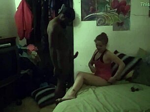 he has her folded up, diving deep with monster cock