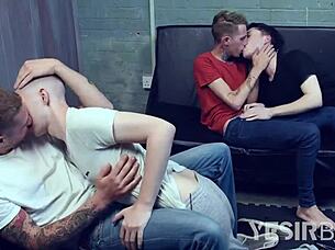 Four boys engage in an intense gay orgy