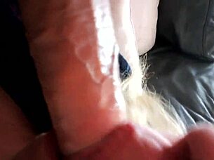 A big beautiful woman gives a blowjob and sucks my cock