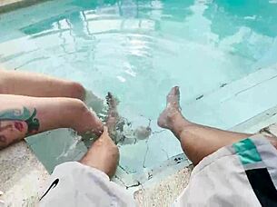 i suck my friend's big cock in pool