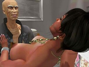 grandpa and young girl in cartoon story