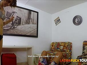 Latina amateur takes huge shaft for intense climax.