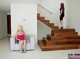 Twistys features Marie McCray and Bree Daniels in a contrasting lesbian scene of intense muff diving and squirting