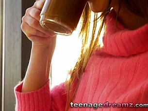 Slender European Teen Blonde Masturbates To Intense Orgasm Solo