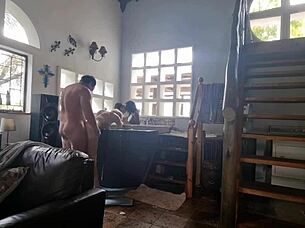 Three Girls Dominate Guy In Spa Bath Orgy