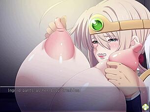 Horny Heroine Ingrid Plays With Huge Tits In Game