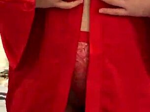 brunette in lingerie playing with her tits and ass