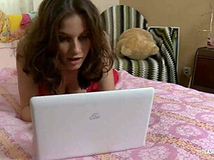 Watching porn made me horny, so I sucked and fucked the naughty brunette