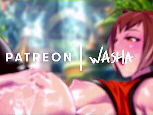 karl and makoto in blaz blue hentai action