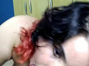 suck and play with his dick in deepthroat session