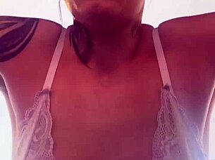 Blonde shows big tits at gym, gets horny in public!