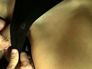 The Hottest Hairy Pussy Rubbing and Sexy Cum on Roommates Black Bodysuit