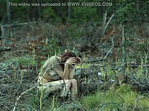 Naked Girl Masturbates in Forest
