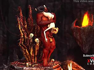 Devil Plays Rough Assfucking With Super Hot Girl In Hell