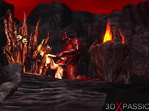 Iblis main assfucking kasar dengan perempuan panas di neraka