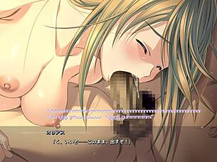 In the dungeon of regalias, character7 engages in scene3 with subtitles, exploring hentai adventures.