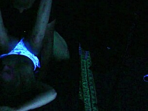 carrie blacklight stars in a blacklight sex scene with blonde fetish elements