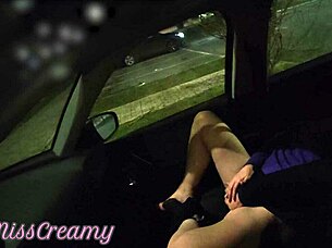 wife in public car parking with stranger until she squirts