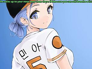 Minah blackmails you with socks and jerk off instructions in hentai