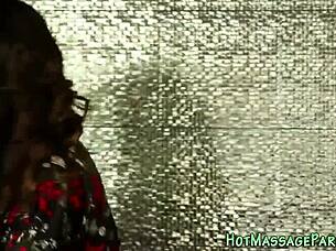 The masseuse tasted the spunk after deepthroat and facial.