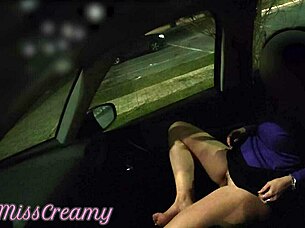 wife in public car parking with stranger until she squirts