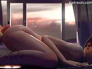 Overwatch D.Va, Tracer, Widowmaker lick Mercy in 3D hentai