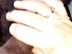 Lisa Gus gives blowjob to black cock in interracial sucking.