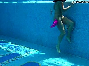hot russian jessica lincoln relaxes in the pool, bikini on, looking so sexy