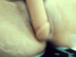 Skinny hairy teen says, 'I'm inserting this dildo deep until I cum in the hotel shower.'