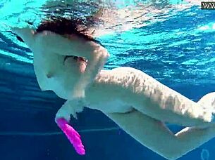 hot russian jessica lincoln relaxes in the pool, bikini on, looking so sexy