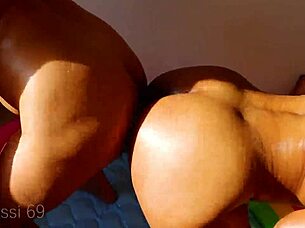 Oiled Ebony Lesbians Humping Big Asses Casually