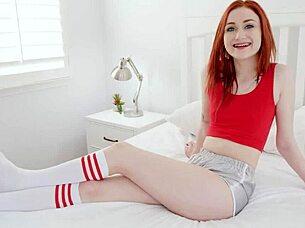 ginger teen scarlet skies in a pov interview leading to creampie