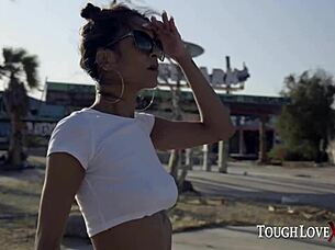 Abby Brazil's big tits bounce while being fucked hard outdoors